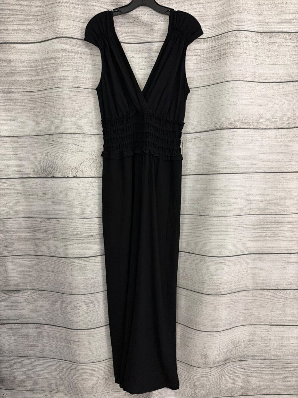 NWT Max Studio Black Sleeveless Smocked Waist Jumpsuit Size L